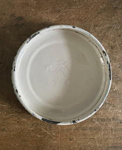 A Vintage Enamel Sugar keep with lid. Having great green typography to the front. Good looking and very usable - SHOP NOW - www.intovintage.co.uk