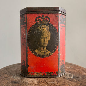 A Coronation Tea Tin for King Edward & Queen Mary from 1935 with a wonderful ratty patina - SHOP NOW - www.intovintage.co.uk
