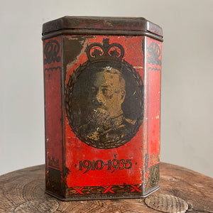 A Coronation Tea Tin for King Edward & Queen Mary from 1935 with a wonderful ratty patina - SHOP NOW - www.intovintage.co.uk