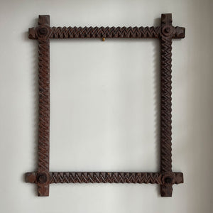 A large, hand carved, chip cut Tramp Art Picture Frame, c1930. A clean genuine example - SHOP NOW - www.intovintage.co.uk