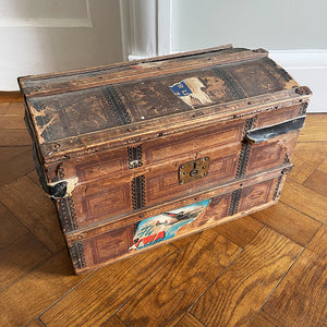 Keep all your treasures safe in this vintage child's Toy Treasure Chest. With some old colourful travel labels still on it - SHOP NOW - www.intovintage.co.uk
