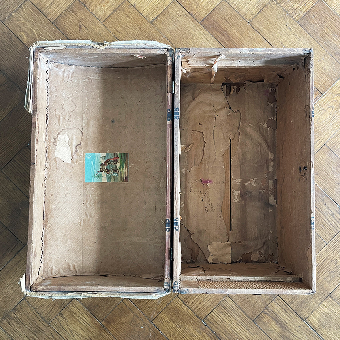 Keep all your treasures safe in this vintage child's Toy Treasure Chest. With some old colourful travel labels still on it - SHOP NOW - www.intovintage.co.uk