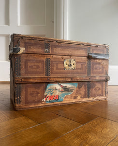 Keep all your treasures safe in this vintage child's Toy Treasure Chest. With some old colourful travel labels still on it - SHOP NOW - www.intovintage.co.uk
