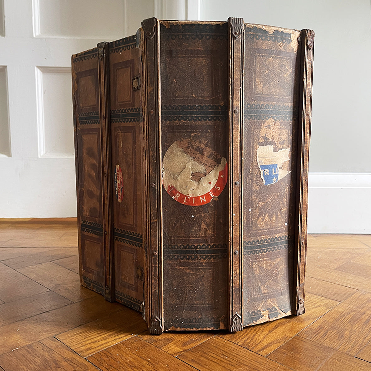 Keep all your treasures safe in this vintage child's Toy Treasure Chest. With some old colourful travel labels still on it - SHOP NOW - www.intovintage.co.uk