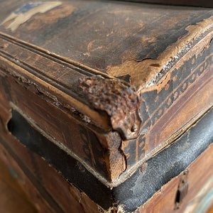 Keep all your treasures safe in this vintage child's Toy Treasure Chest. With some old colourful travel labels still on it - SHOP NOW - www.intovintage.co.uk