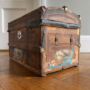 Keep all your treasures safe in this vintage child's Toy Treasure Chest. With some old colourful travel labels still on it - SHOP NOW - www.intovintage.co.uk

