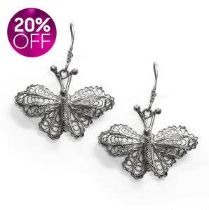 Silver Filigree Butterfly Earrings