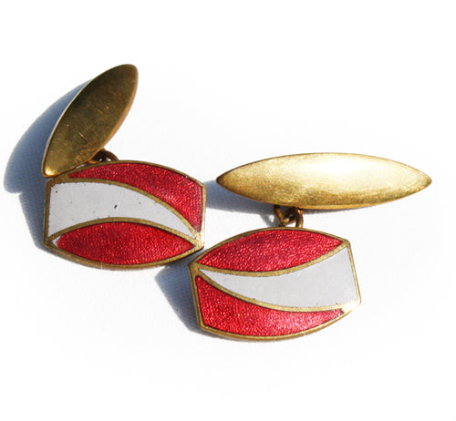 1930′s Red & Grey Enamel Cufflinks. Find this and other Smart Vintage items at Intovintage.co.uk.
