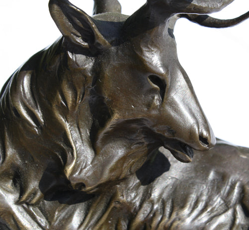 A fine quality 'hot cast' Bronze Stag mounted on an attractive marble block base. Superbly well modelled - SHOP NOW - Intovintage.co.uk