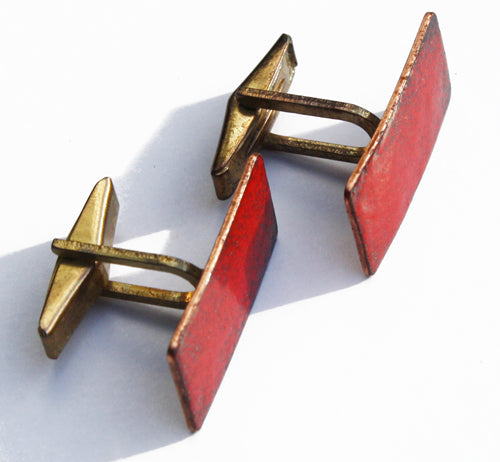 Vintage Copper Enamel Cufflinks. Find this and other Smart Vintage items at Intovintage.co.uk.