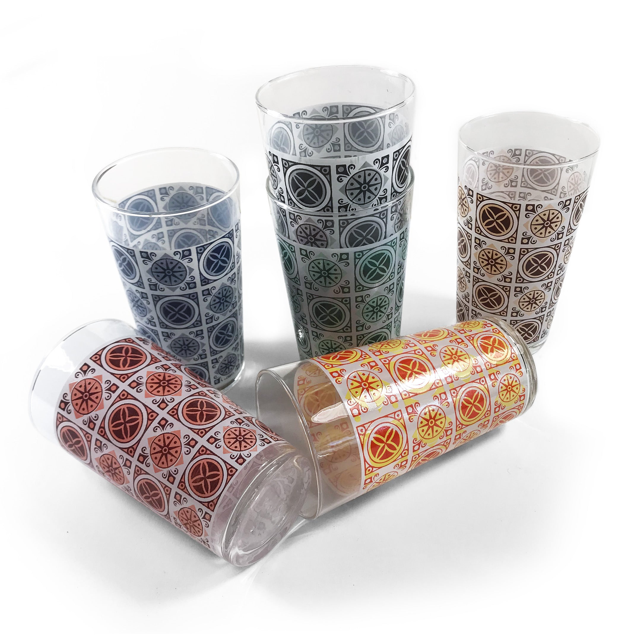 Set of Six Retro 70's glasses