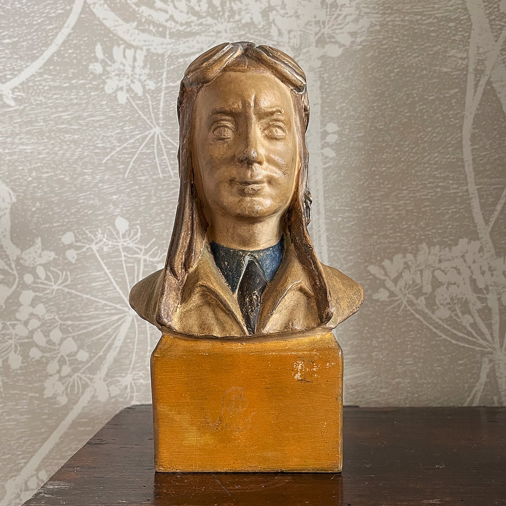 A terracotta Airman Bust by sculpture Jaroslav Horejc, titled Hlava Pilota. Signed on the right shoulder 'HOREJC JC' - SHOP NOW - www.intovintage.co.uk