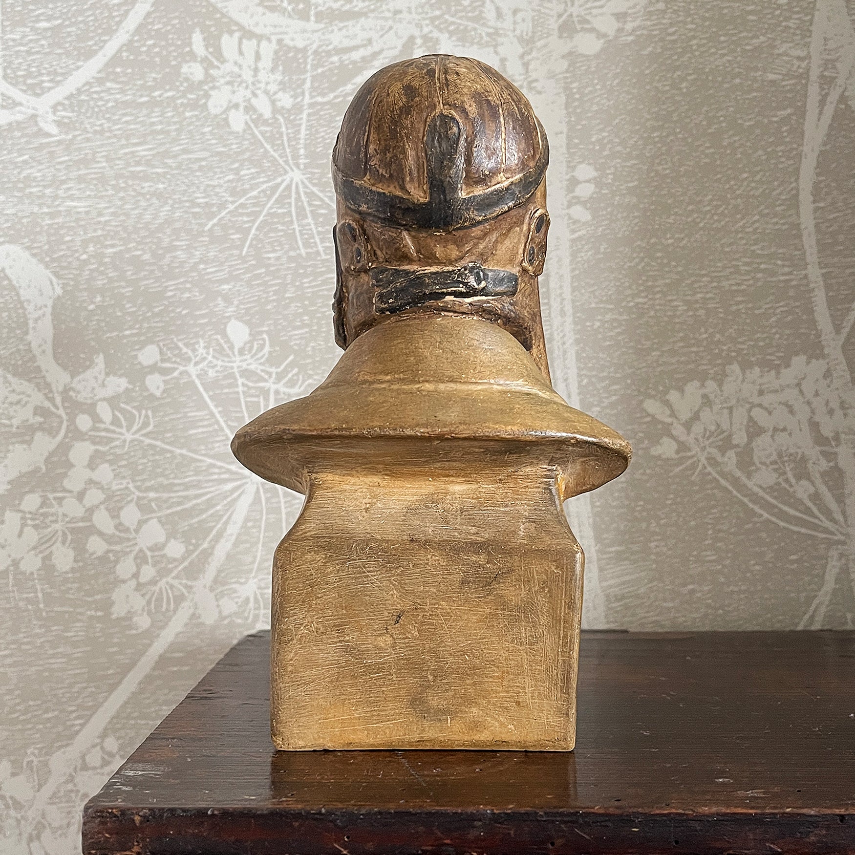 A terracotta Airman Bust by sculpture Jaroslav Horejc, titled Hlava Pilota. Signed on the right shoulder 'HOREJC JC' - SHOP NOW - www.intovintage.co.uk