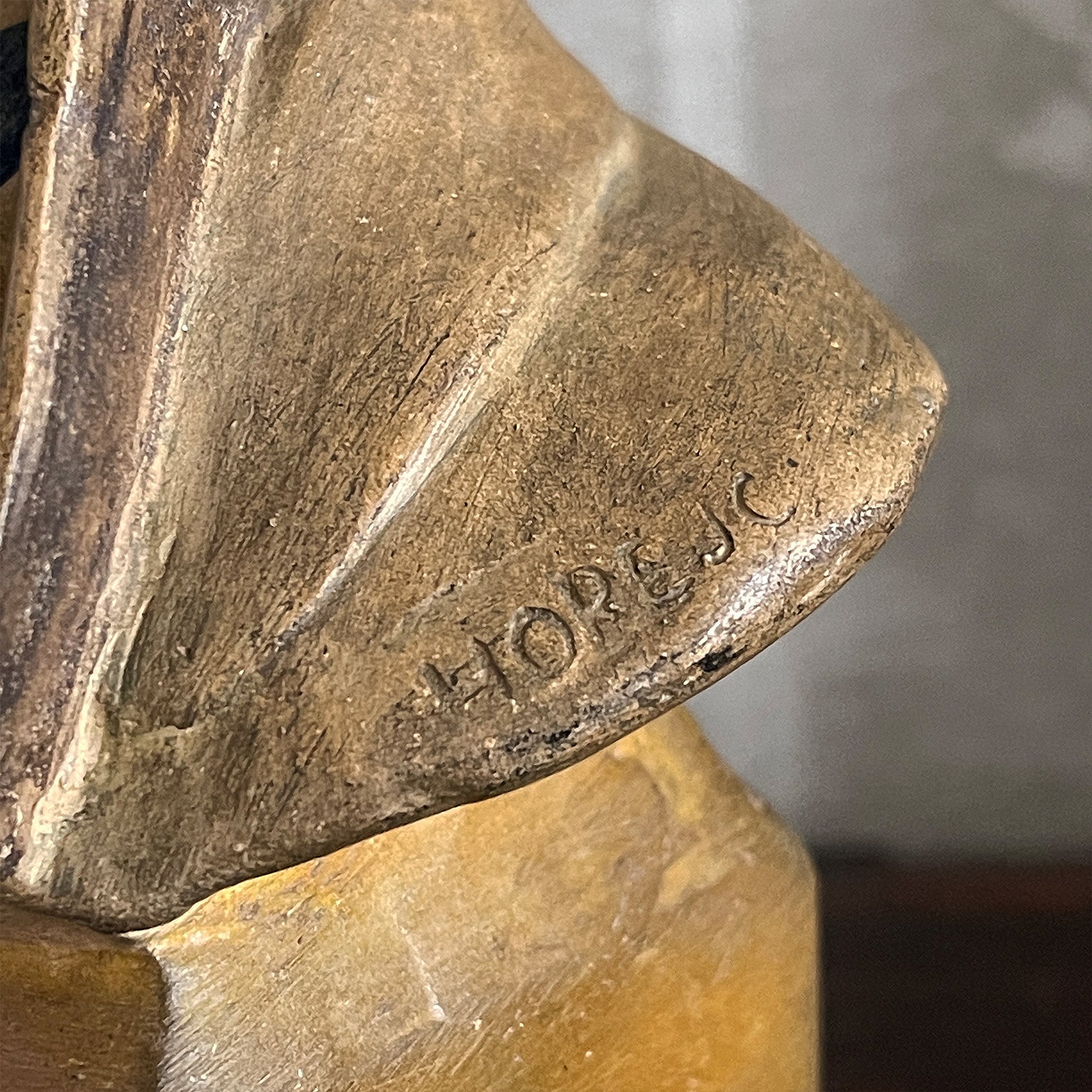A terracotta Airman Bust by sculpture Jaroslav Horejc, titled Hlava Pilota. Signed on the right shoulder 'HOREJC JC' - SHOP NOW - www.intovintage.co.uk