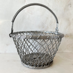 A Vintage Basket. Made of aluminium wire making it very sturdy. Use it for fruit or, line it with a smart napkin and serve some rustic bread in it - SHOP NOW - www.intovintage.co.uk