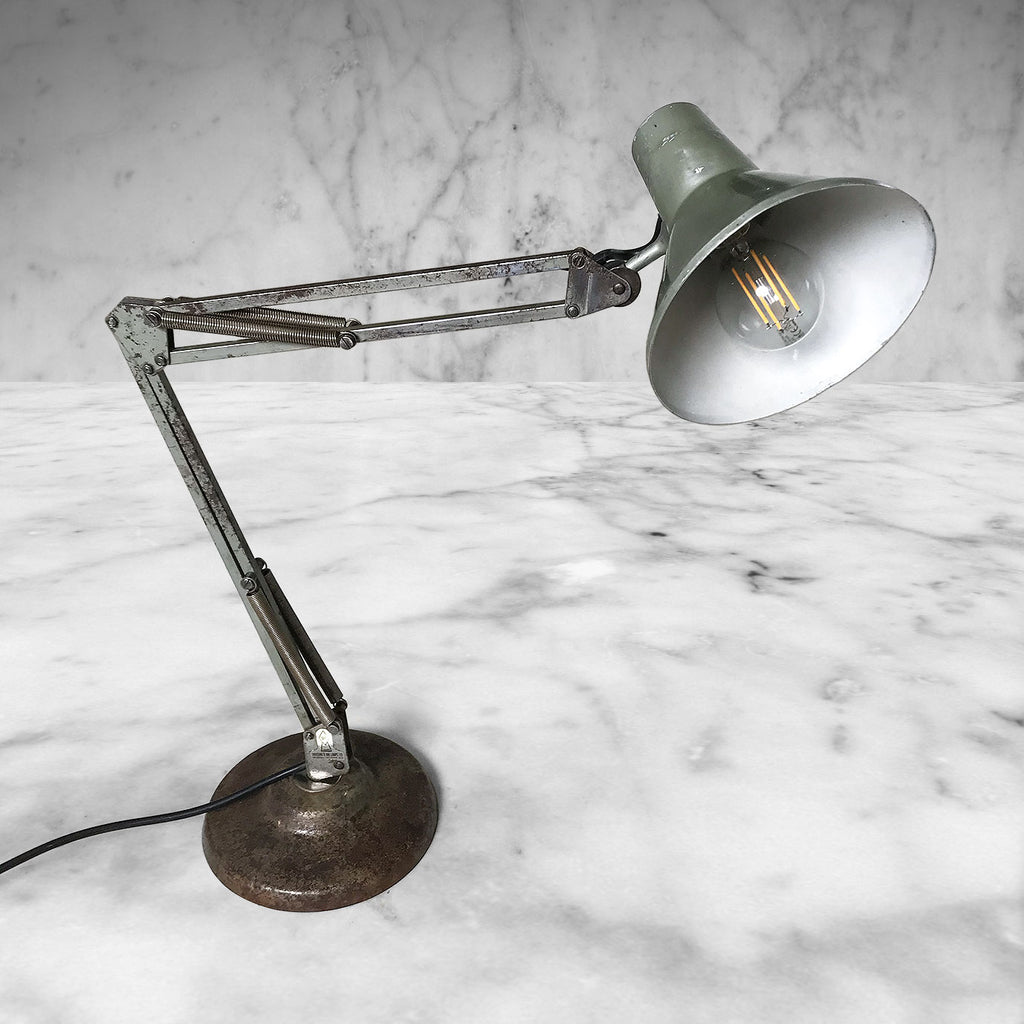 Vintage 1001 Lamps Anglepoise Lamp with great petrol grey colour finish combined with years of wear. Rewired,new plug & new, good-looking bulb. Great vintage condition, with original patina and the spring mechanisms still working well - SHOP NOW - www.intovintage.co.uk