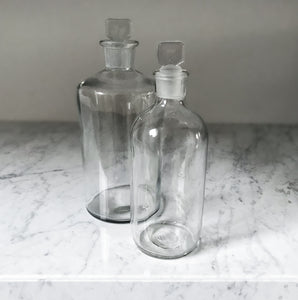 Large vintage clear glass Apothecary bottle with clear glass stopper - SHOP NOW - www.intovintage.co.uk