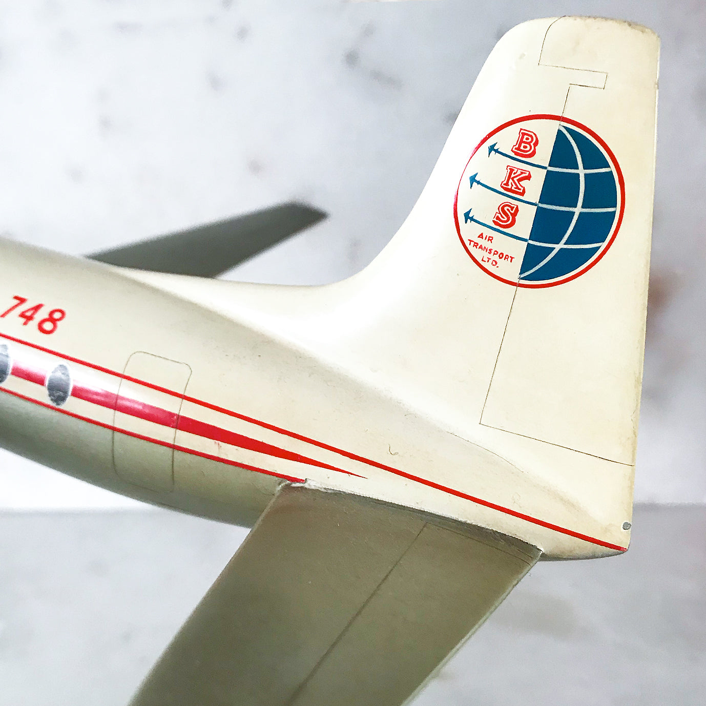 Uber cool Vintage Advertising Display Jet for BKS Air Transport Ltd. This came from the local Southend Airport and would have been displayed in the BKS Flight Office. BKS Air Transport was formed in 1952 and started operations in Feb 1952 as BKS Aerocharter - SHOP NOW -www.intovintage.co.uk