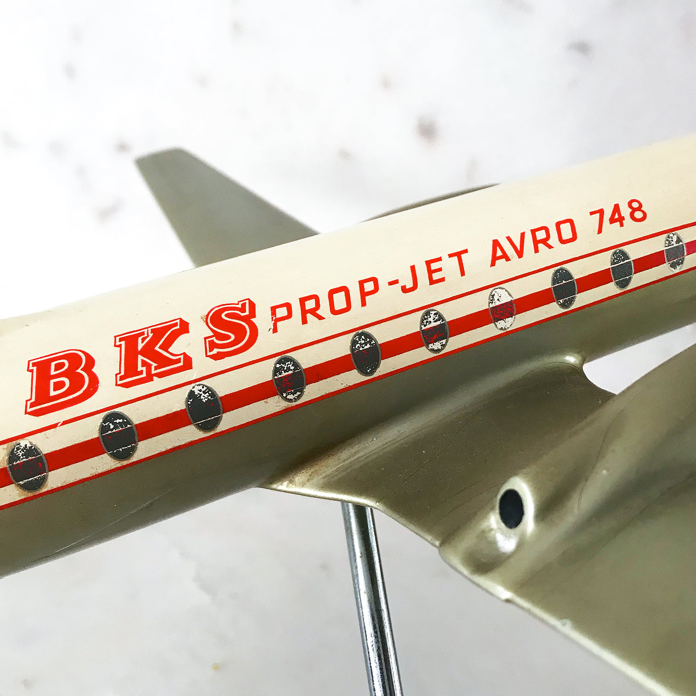 Uber cool Vintage Advertising Display Jet for BKS Air Transport Ltd. This came from the local Southend Airport and would have been displayed in the BKS Flight Office. BKS Air Transport was formed in 1952 and started operations in Feb 1952 as BKS Aerocharter - SHOP NOW -www.intovintage.co.uk