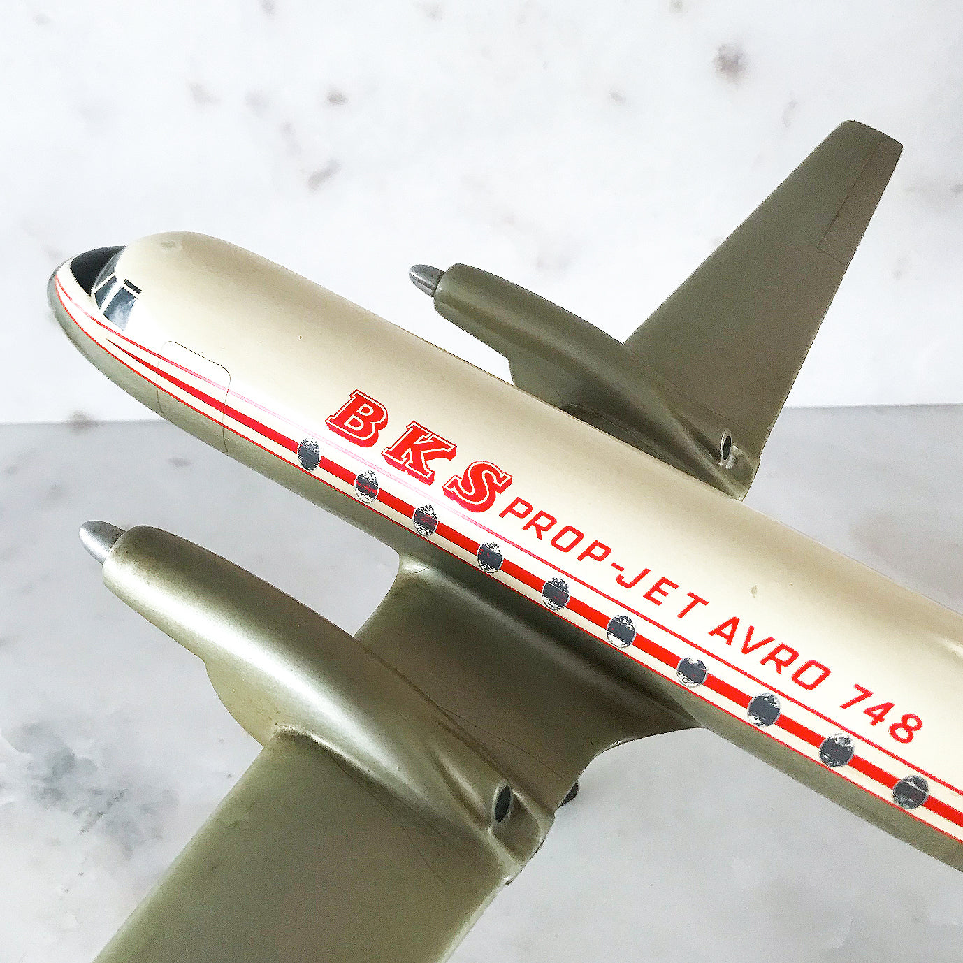 Uber cool Vintage Advertising Display Jet for BKS Air Transport Ltd. This came from the local Southend Airport and would have been displayed in the BKS Flight Office. BKS Air Transport was formed in 1952 and started operations in Feb 1952 as BKS Aerocharter - SHOP NOW -www.intovintage.co.uk
