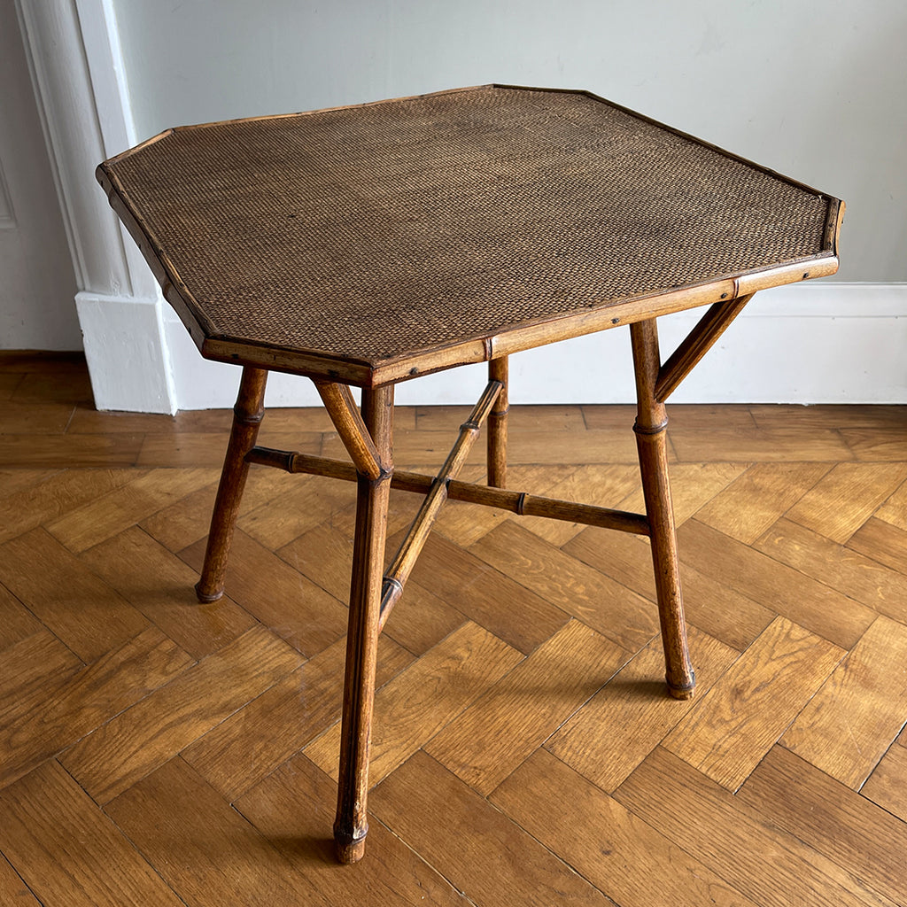 A pretty petit vintage Bamboo Side Table. Bamboo legs with a woven top. Great colour - SHOP NOW - www.intovintage.co.uk