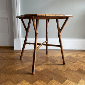 A pretty petit vintage Bamboo Side Table. Bamboo legs with a woven top. Great colour - SHOP NOW - www.intovintage.co.uk