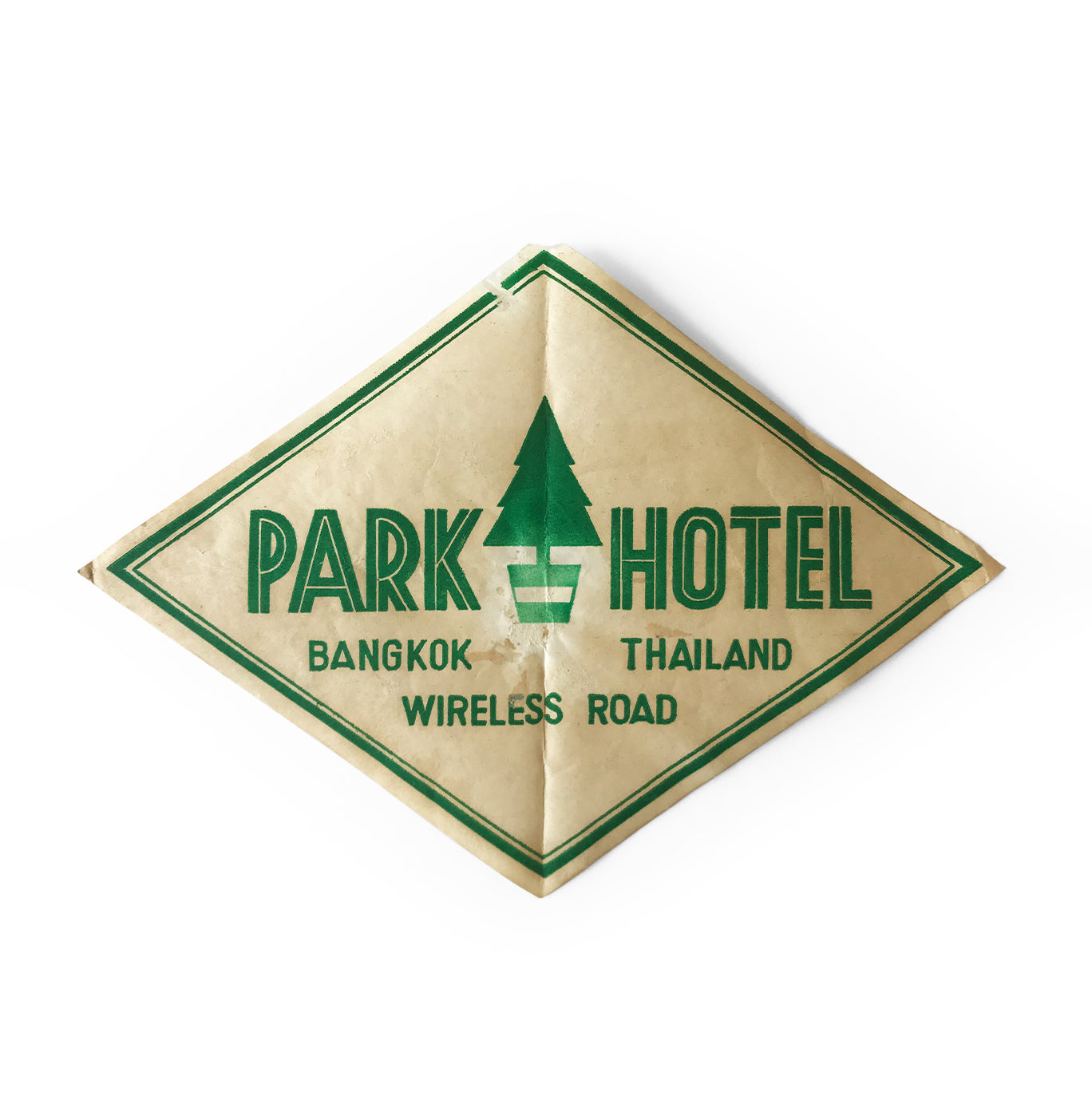 Vintage Thai, Park Hotel luggage label - SHOP NOW - www.intovintage.co.uk
