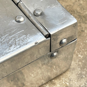 A Vintage Bank Security Box. Constructed from aluminium with hinged lid, nickle plated latch and copper number plate. Perfect for gold, diamonds or good old fashioned cash! - SHOP NOW - www.intovintage.co.uk