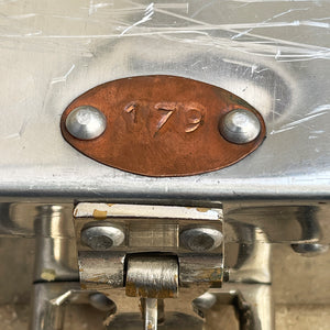 A Vintage Bank Security Box. Constructed from aluminium with hinged lid, nickle plated latch and copper number plate. Perfect for gold, diamonds or good old fashioned cash! - SHOP NOW - www.intovintage.co.uk
