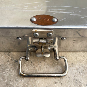 A Vintage Bank Security Box. Constructed from aluminium with hinged lid, nickle plated latch and copper number plate. Perfect for gold, diamonds or good old fashioned cash! - SHOP NOW - www.intovintage.co.uk