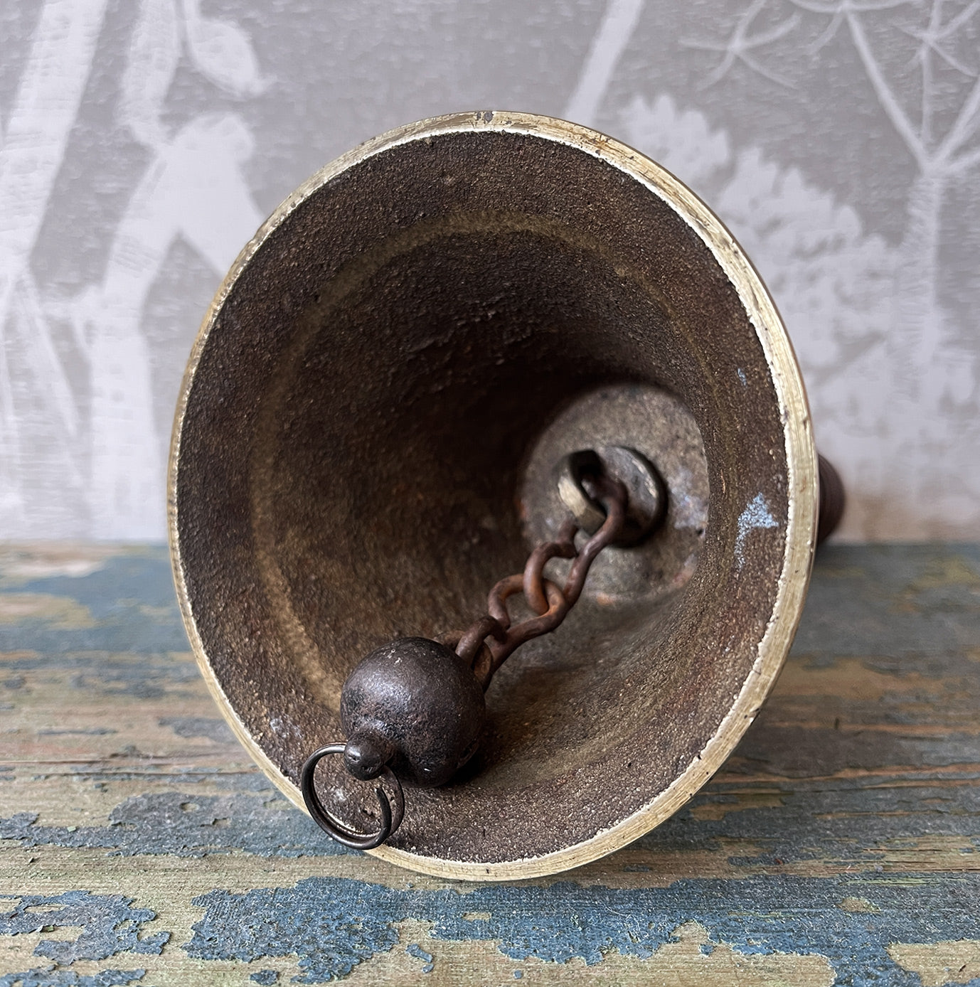 Old Brass School Bell inscribed 'From the Spastics Society with appreciative thanks', 'Time to help the Spastics'. Good quality brass and a solid mahogany handle - SHOP NOW - www.intovintage.co.uk