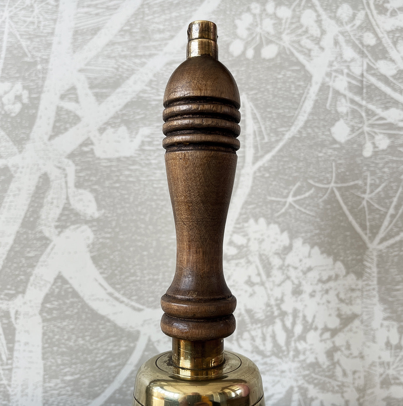 Old Brass School Bell inscribed 'From the Spastics Society with appreciative thanks', 'Time to help the Spastics'. Good quality brass and a solid mahogany handle - SHOP NOW - www.intovintage.co.uk