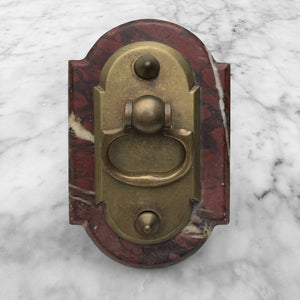 Nice and chunky French Door Bell Pull. The marble is a deep rusty red with creamy white and chocolate veins. That is topped with a brass pull handle that has a good smooth rocker action to it - BUY NOW - www.intovintage.co.uk