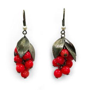 Vintage Red Bead & Silver Earrings. Find this and other Vintage jewellery for sale at Intovintage.co.uk.