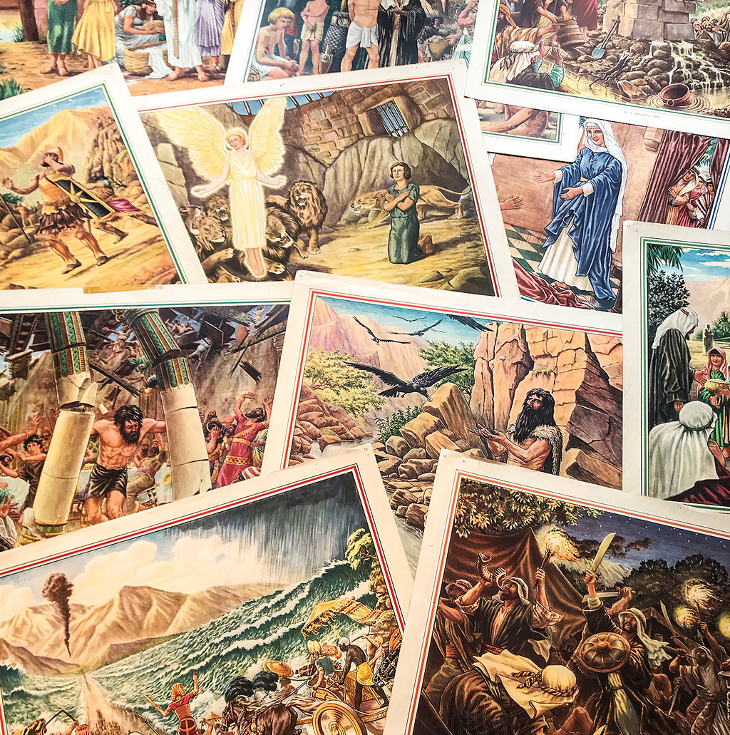 Twenty beautiful, large full colour plates of scenes from the bible. Originally from an Enid Blyton Old Testament Picture box published by MacMilan in 1950. - SHOP NOW - www.intovintage.co.uk