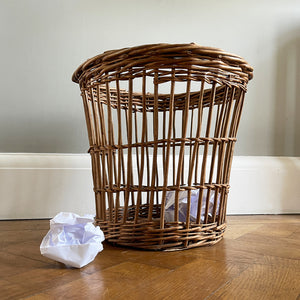 Nice looking Vintage Willow Whicker Bin/ Nice colour and construction - SHOP NOW - www.intovintage.co.uk