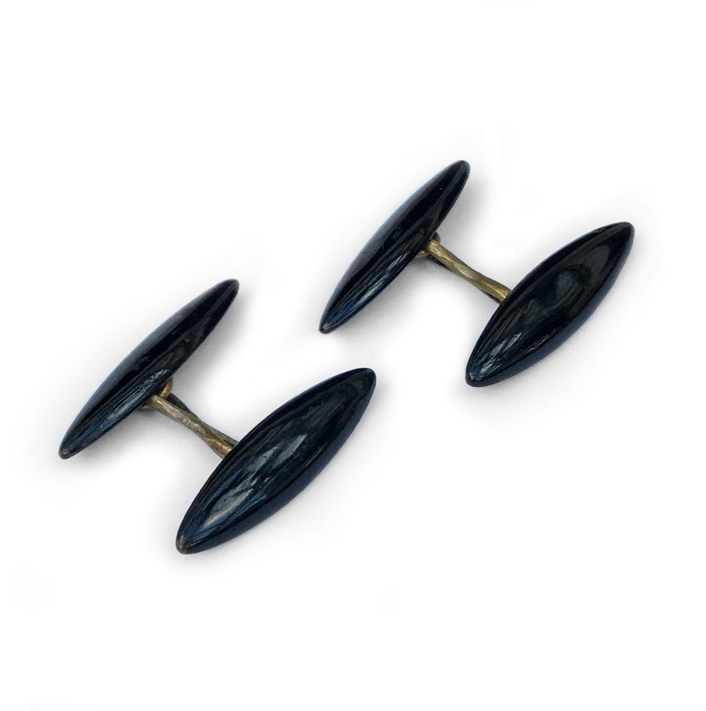 Edwardian Black Cufflinks - www.intovintage.co.uk