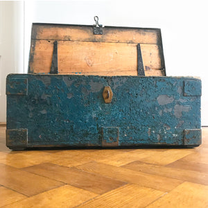 Vintage Blue Chippy Paint Trunk