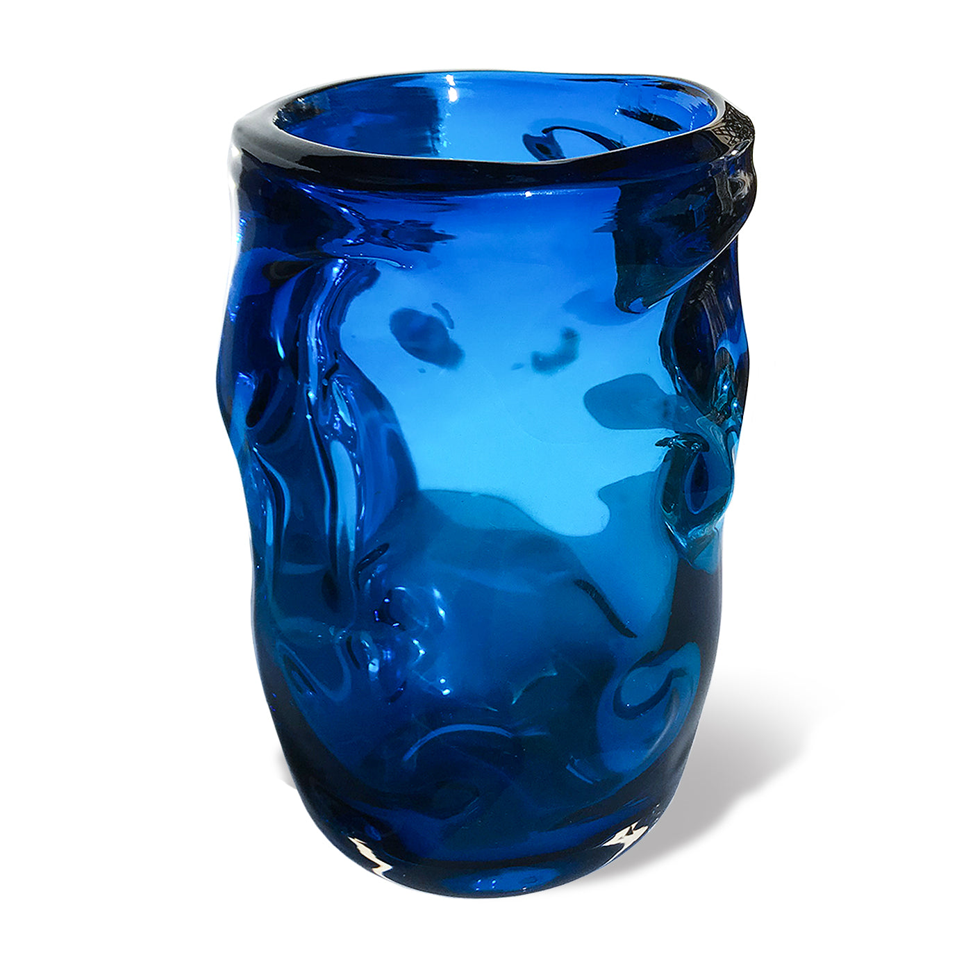 Whitefriars Royal Blue Glass Knobbly Vase, designed by William Wilson and Harry Dyer, pattern number 9608 - SHOP NOW - www.intovintage.co.uk