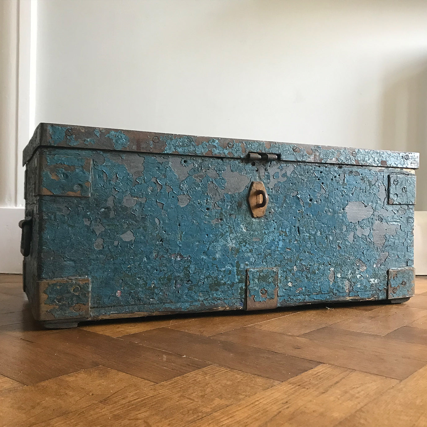 Vintage Blue Chippy Paint Trunk