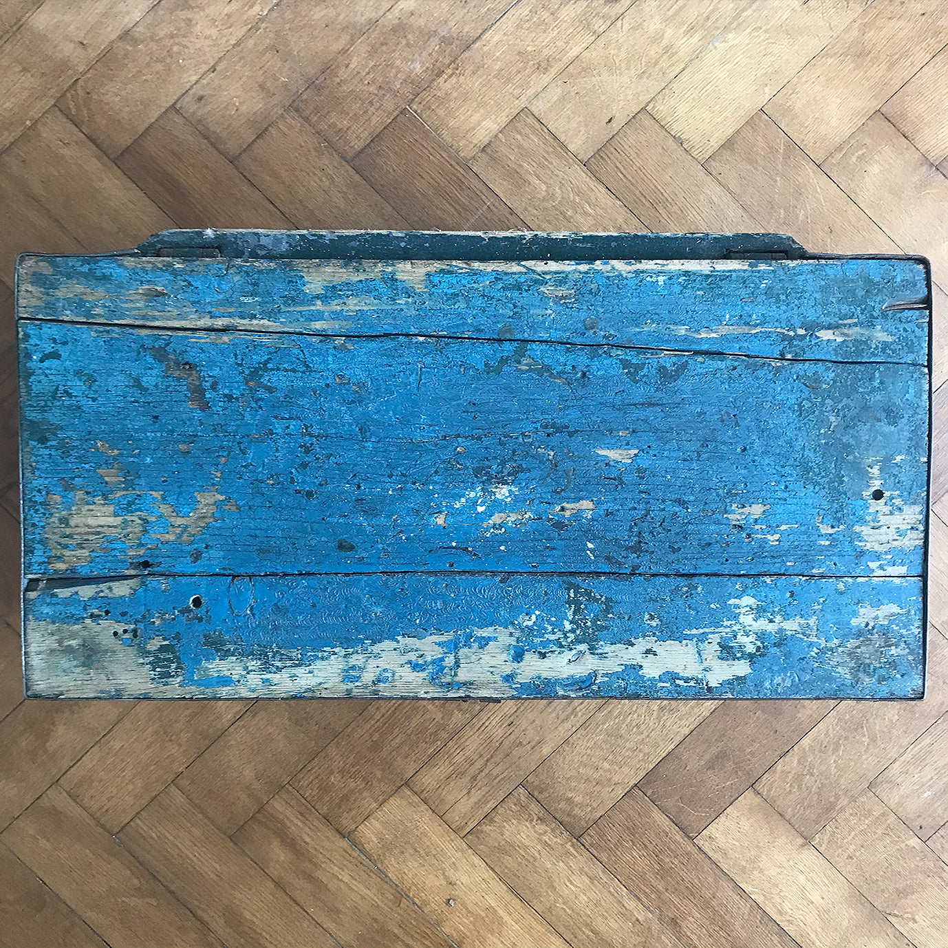 Vintage Blue Chippy Paint Trunk