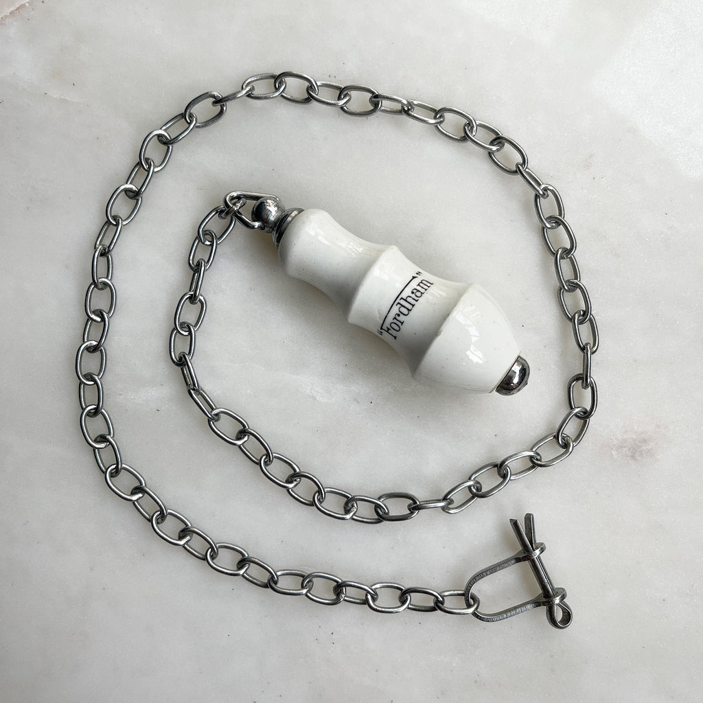 A Vintage Fordham Ceramic Toilet Chain Pull. with nickle plated chain - SHOP NOW - www.intovintage.co.uk