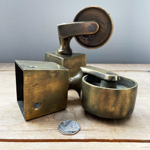 An extremely large Pair of Brass Castors, probably off of a grand piano - SHOP NOW - www.intovintage.co.uk
