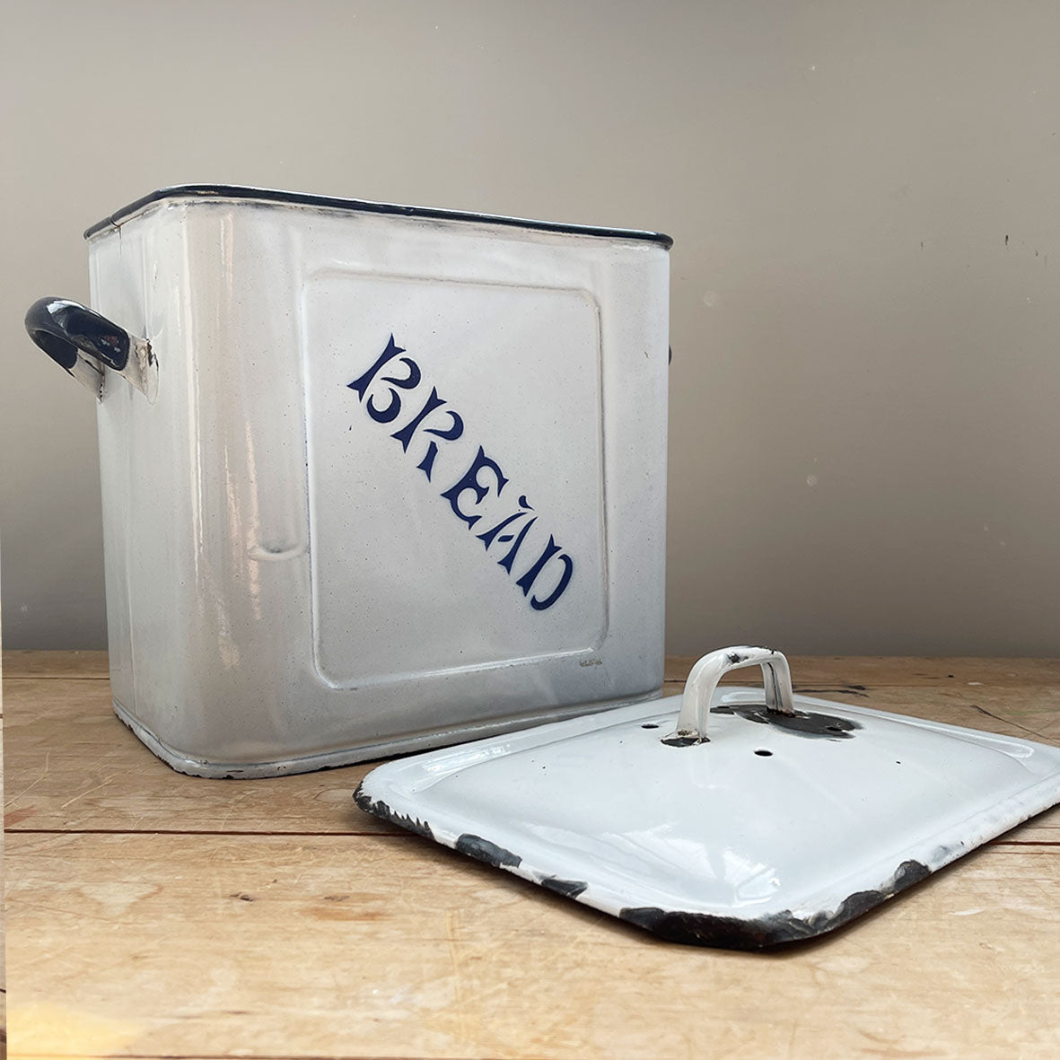 A Vintage Enamel Bread Bin