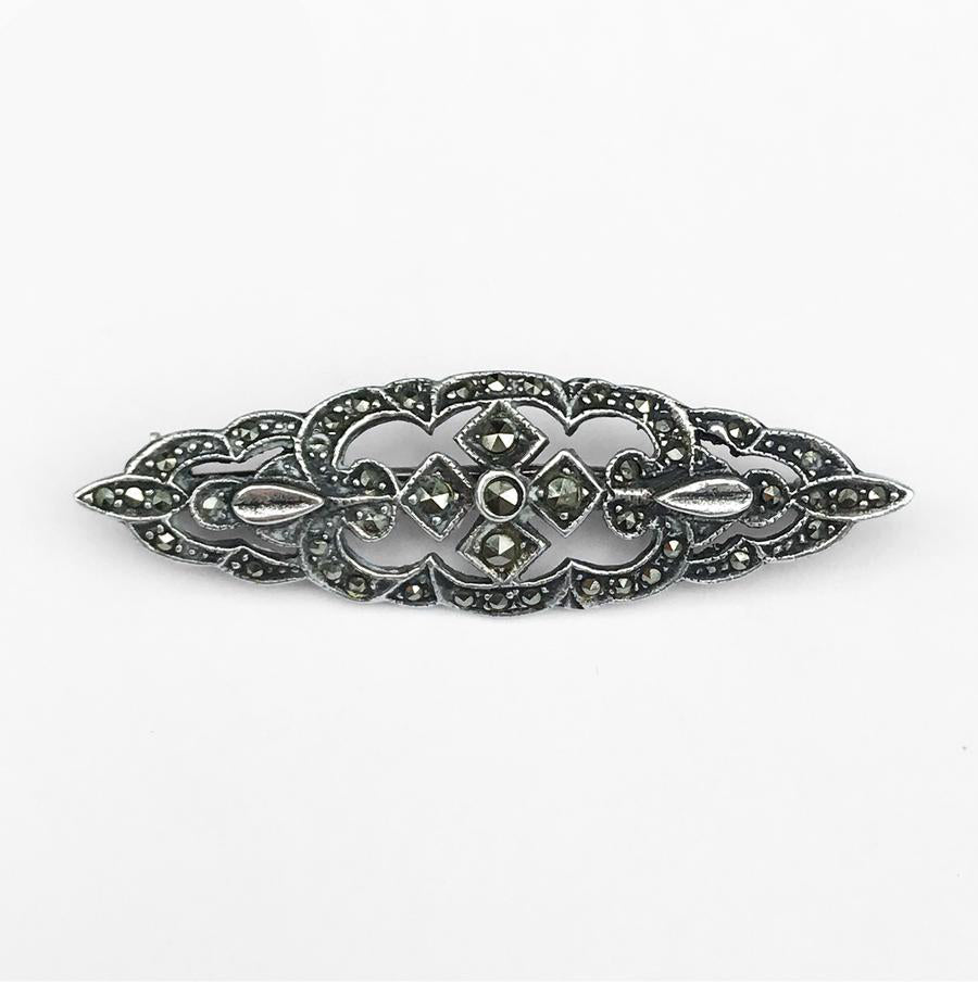Stirling Silver Marcasite Brooch