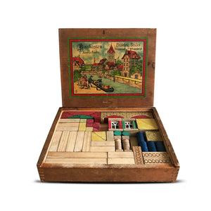 Delightful box of vintage children's building bricks by the Baukasten Toy Company - SHOP NOW - www.intovintage.co.uk