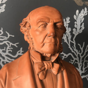 A impressive Terracotta Bust of the Right Honourable W.E Gladstone the British Prime Minister (1868), E.W Wyon maker's mark to the rear and dated 1882. There is a further mark to the underside. Quite incredible detail in the modelling - SHOP NOW - www.intovintage.co.uk