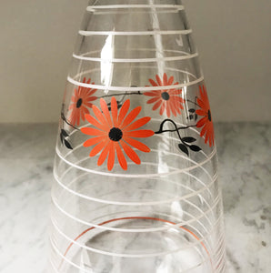 Pretty painted glass decanter, with flower and striped decoration - SHOP NOW - www.intovintage.co.uk