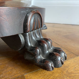 A quality William IV Mahogany Card Table with well carved detail to the solid mahogany pedestal leading to shaped collar with circular base and carved paw feet with original castors. - SHOP NOW - www.intovintage.co.uk
