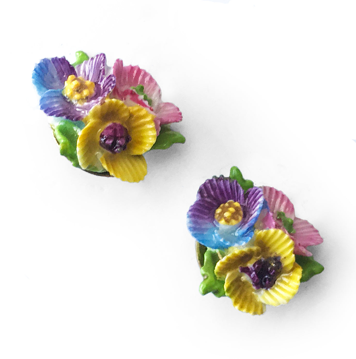 Vintage Bouquet of Flowers Ear Clips and Brooch Set.  Find these and other Vintage items for sale at Intovintage.co.uk.